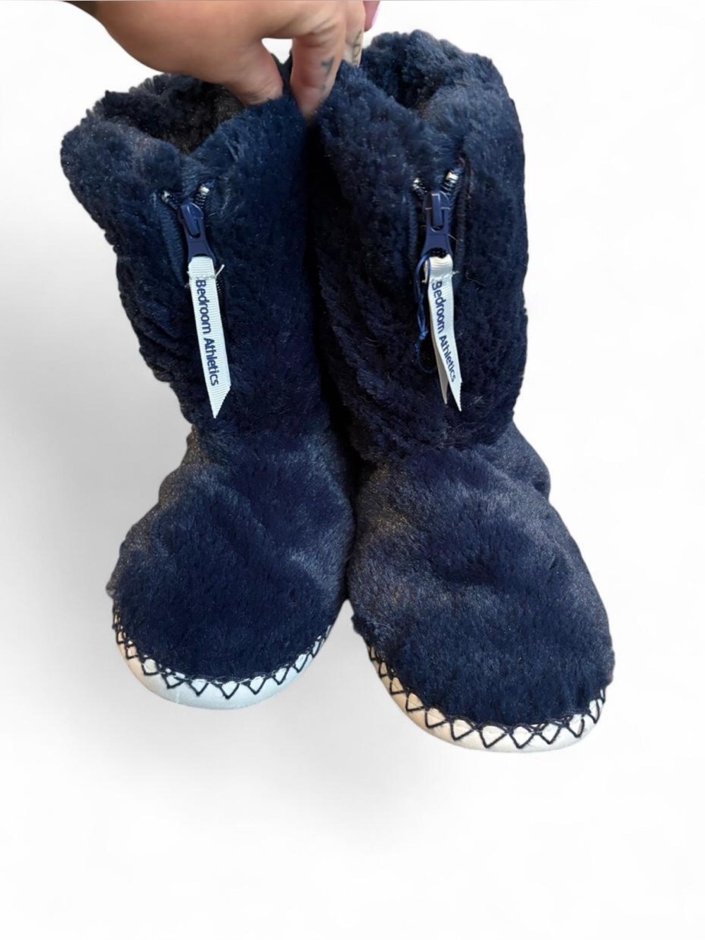 Bedroom Athletics Plush NavyWomen’s Bootie Slippers with Soft Sole